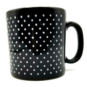 Vintage Ceramic Coffee Mug Cup Black with White Dots Made in England FPC 13 oz